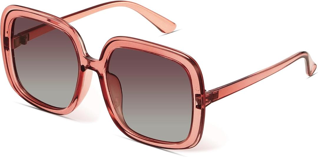 miyya Oversized Polarized Sunglasses Women, Trendy Retro Sun Glasses for Women 2025, Oversized Shades (Rose Pink/Gradient Pink)