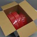 PULOTE 100PCS Red Plastic Plates Disposable Heavy Duty - Include 50 Dinner / 50 Dessert Plates for Party & Christmas
