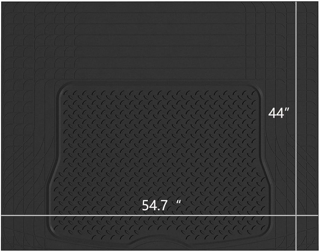 PIC AUTO Heavy Duty Rubber Trunk Cargo Liner Floor Mats, Trimmable to Fit for Car, SUV, Van, Trucks (Large, Black)
