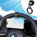 Magnetic Phone Holder for Car, Steering Wheel Phone Mount Fits MagSafe Car Mount[Strong Magnet & Aluminum Alloy], Steering Wheel Phone Holder Work on All Phones iPhone Samsung(Magnetic Ring Included) (Midnight Silver Metallic)