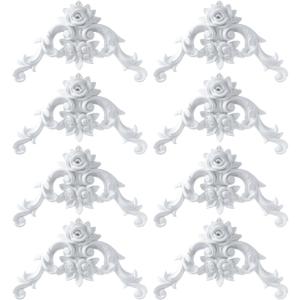 Pangda Corner Wall Molding French Style Wainscoting Panels Flora Moulding Corner Panel Wall Molding Kit for Cabinet Picture Frames Decor, Not Include Glue(8 Pcs,Rose Style)