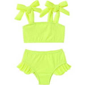 YOUNGER TREE Toddler Baby Girls Swimsuit Two Piece Solid Color Stripe Swimwear Summer Beach Bikini Bathing Suit, Size: 18-24 Months
