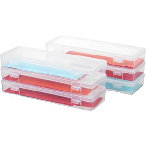 Pack of 6 Large Plastic Hobby Art Craft Organizer, Clear Plastic Storage Containers with Latching Lid, for Pencil Box, Lego, Crayon