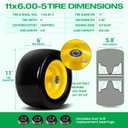 11x6.00-5 Flat Free Lawn Mower Tire Wheels; 2 Packs Smooth Tread Puncture-proof Tire for Lawnmowers, Replacement 3/4" & 4 Pcs 5/8" Bearing with 24 Spacers for Zero Turn Mowers 、Garden Tractors Carts