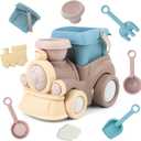 Beach Toys for Kids Ages 4-8, Toddler Snow Toy Set Includes Beach Truck, Bucket, Shovel, Rake, Scoop, Trowel, Sandbox Toy for Toddlers Ages 3-5, Travel Beach Sand Toys for Kids Ages 8-12