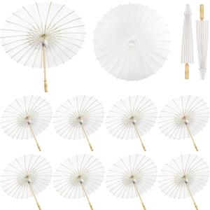 HOOMUU 12 Pcs Parasol Umbrella 33 Inches Paper Umbrellas for Wedding Chinese Japanese Umbrellas DIY Oiled Painting Craft Decorative for Party Decor Outdoor Photography Props, 12 Pack