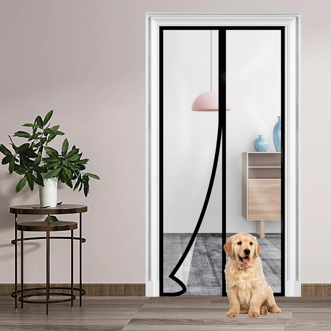 Transparent Insulated Door CurtainSkloopearg Magnetic Thermal Door Screen Auto Closer Fits Doors Up to 36" x 80", to Keep Warm in Winter Cool in Summer for Air Conditioner Room, Kitchen, Bedroom