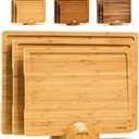 SMIRLY Wooden Cutting Boards For Kitchen Meal Prep & Serving - Bamboo Cutting Board Set with Holder, Charcuterie & Chopping Board, Wood Cutting Board Set, Kitchen Gadgets