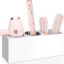 Hair Tool Organizer, Hair Dryer Holder with Heatproof Steel Cups, Acrylic Vanity Organizer for Curling Iron, Flat Iron & Hair Brushes, Perfect for Bathroom (White, Standard)