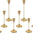 Candlestick Holders, 12Pcs Gold Taper Candle Stick Holder, Metal Vintage Decor Candle Holder Decor for Housewarming Gift Wedding Fireplace Mantel