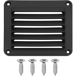 uxcell Louvered Vent, Nylon Boat Marine Square Air Vent, Flush Ventilation Grille with Screws, Louvered Ventilator Grill Cover for Caravan Marine Boat Yacht (Black)