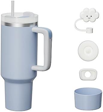 KISSKIND 40 oz Tumbler with Handle and Straw Lid Leak-proof Silicone Boot Straw Cover Cap Travel Coffee Mug Stainless Steel Water Bottle Insulated Cup for Hot Cold Beverages