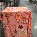 Christmas Throw Blanket for Couch 60x50,Pink Winter Holiday Festival Cute Xmas Gingerbread House Trees Blankets for Woman, Soft Flannel Fleece Blankets for Home Living Room Bed Chair