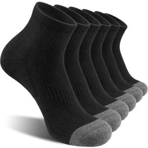 Lapulas 6 Pack Men's Ankle Socks Cotton Cushioned Athletic Running Socks for Women (Medium, Black)