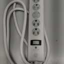 GE Surge Protector Power Strip, 6 Ft Extension Cord, 6 Outlet Extender, 800 Joules, Flat Plug, Twist-to-Close Safety Covers, ETL Listed, White, 67051