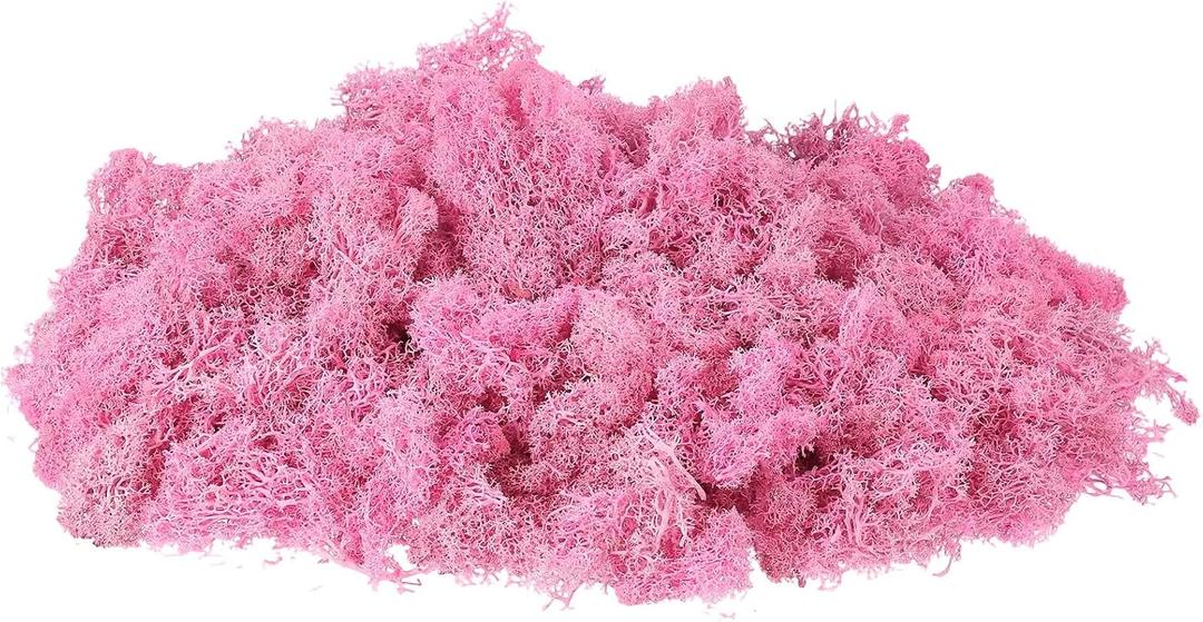 uxcell Preserved Reindeer Moss, 7oz Fake Moss for Crafts Artificial Dried Moss for Decoration Terrariums Potted Plants, Rose Pink