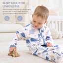 FIEMOL Baby Sleep Sack 12-18 Months, Long Sleeve Baby Wearable Blanket 0.5 Tog with Mittens, 2-Way Zipper Toddler Cotton Sleeping Sack for Boy and Girl Blue Whale 2 Pack(Large)
