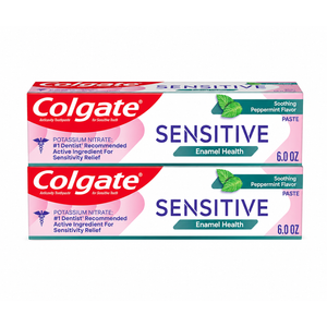 Colgate Sensitive Enamel Health Toothpaste for Sensitive Teeth, 3 Pack, Toothpaste with Fluoride and 5% Potassium Nitrate, Helps Prevent Bad Breath, Soothing Peppermint Flavor, 6 oz, 2 Pack