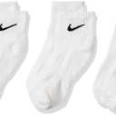 Nike Unisex Adult Everyday Cushioned Training Ankle Socks (3 Pairs) (Large, White/Black)