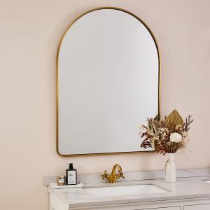 ANDY STAR 30x40 Arched Gold Mirrors for Wall, Brushed Brass Arched Bathroom Mirror Rounded Corner, Gold Arched Vanity Mirror,SUS304-Anti-Rust, Tube Frame, Wall-Mounted Vertical 1 Deep
