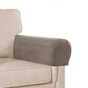 Sofa Arm Covers, Velvet Plush Anti-Slip Couch Armrest Protectors for Sofa, Couch, Chair, Recliner - Set of 2, Taupe