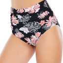 American Trends High Waisted Bikini Bottoms Ruched Tummy Control Swim Bottom Bathing Suits for Women, Medium