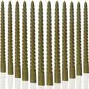 MAITREYA Olive Green Taper Candles Stick Spiral Twisted Candles-Set of 12 for Decoration Weddings Party Church-Unscented Dripless Candles,10inch(F-Olive)