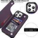 Bizzib for iPhone 16 Pro Wallt Case with Card Holder,Premium PU Leather Kickstand Card Slots Drop Protective Shockproof Rugged Cover Flip Case for Apple iPhone 16 6.3 inch, Dark Purple