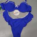 Women Y2K Bowknot Underwire Bikini Sets Cute Ruffle Cheeky Thong Bikini Sets Sexy Push up Bathing Suits Beachwear. Size M