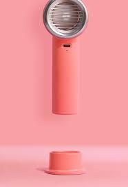MOMAX Handheld Fan with Ice Cooling, 2 IN 1 Hand Fan, USB Rechargeable, 1-100 Stepless Adjustable Speed Mini Fan with 12000RPM, Portable Fan for Travel Outdoor, Gifts for Women (Pink)