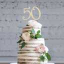 50 Cake Topper - Premium Gold Metal - 50th Birthday or Golden Anniversary Party Sparkly Rhinestone Decoration Makes a Great Centerpiece - Now Protected in a Box
