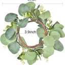 LSKYTOP 4Pcs Eucalyptus Wreath Faux Kitchen Cabinet Wreaths Artificial Greenery Wreath Farmhouse Wreath for Door Wall Window Decor, 9Inch/PC