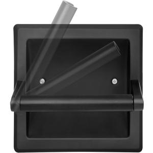 Matte Black Recessed Toilet Paper Holder for Large Rolls - Pivoting Black Wall-Mounted Stainless Steel Toilet Paper Holder, in-Wall Bathroom Tissue Roll Dispenser with Modern Matte Black Finish