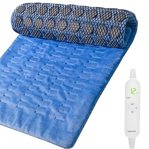 HELLOMOTO Jade Stone Heating Pad for Back Pain Relief, Weighted Heating Pad with Auto-Off, 12 Heat Settings, 12” x 24” - YS1