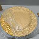 Zhehao 50 Pcs Antique Charger Plates Bulk 13 Inch Embossed Rim Plastic Decorative Round for Dinner Wedding Party Event Table Setting Decoration (Gold)