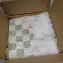CHI AN HOME 5.7" Square Tissue Box Cover, Handmade Checkered Cube Tissue Box Cover with Capiz Shells, Decorative Tissue Holder for Living Room, Bathroom, Bedroom or Office (Pistachio Green)