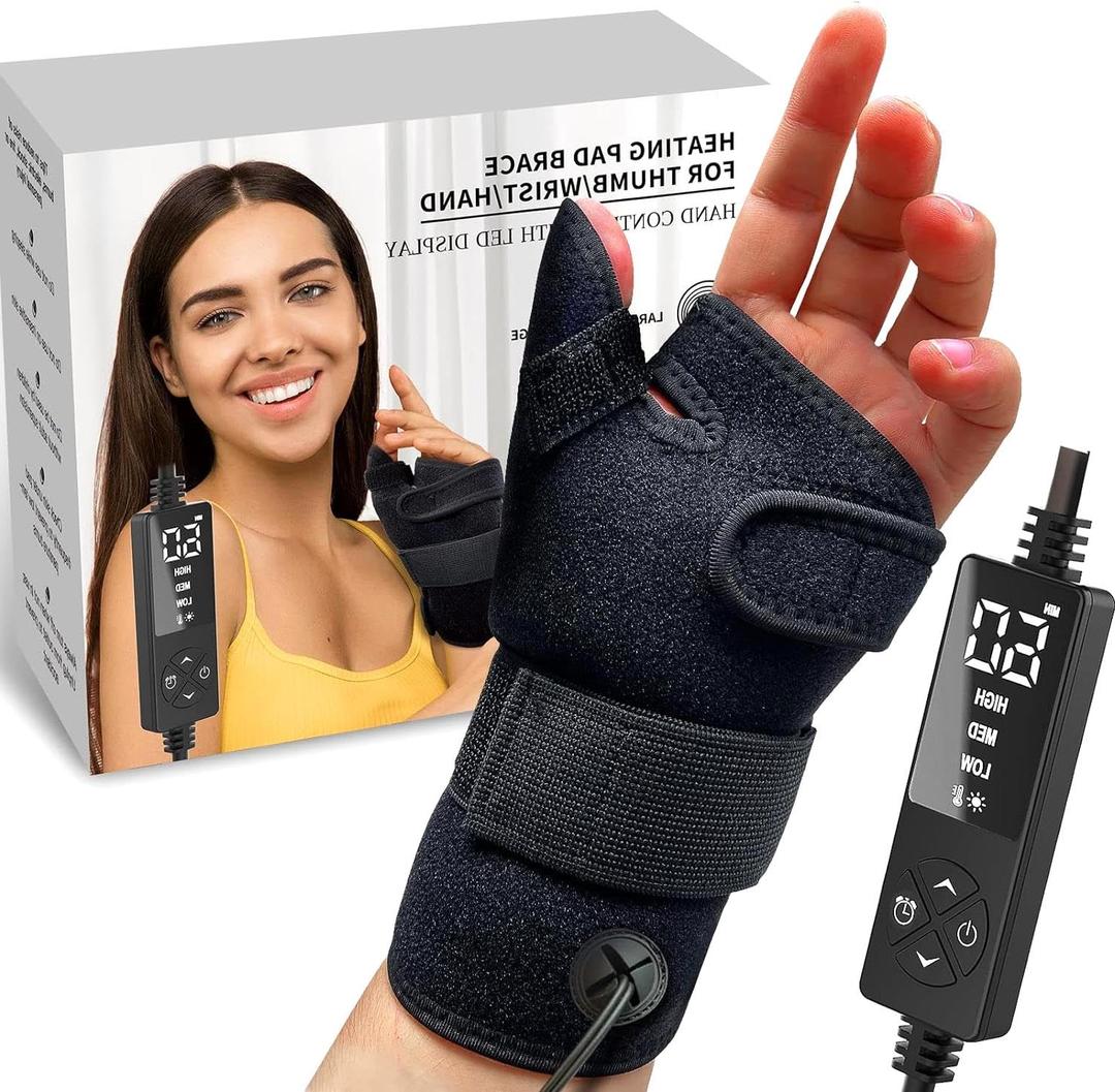 Wrist Thumb Brace Heating Pad for Arthritis, Carpal Tunnel, Tendonitis, De Quervain's Tenosynovitis - Adjustable, Customizable Heat Relief for Hand Pain