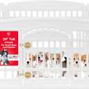 IRIS USA Dog Playpen with Door, 24 8 Panel Pet Exercise Pen  Indoor Outdoor Puppy Play Pen, Portable Plastic Pet Fence for Small Medium Dogs, Foldable 83.5 x 83.5 x 24, White