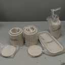 Bathroom Accessories Set, 6-Piece Bathroom Accessory Set, Toothbrush Holders Set, Soap Dispenser, Vanity Tray, Tumbler, Cotton Swab Jars, Bathroom Organizer for Modern Bathrooms(Beige)