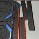 PIC AUTO Heavy Duty Rubber Floor Mats, Blue Aluminum Film Car Mats Set, Front and Rear Car Mats with Anti-Slip Backing, All Weather Protection, Trim-to-Fit for Automotive SUV, Sedan, Van