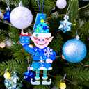 Winlyn 24 Sets Winter Decorations DIY Elf Ornaments Christmas Craft Kits Foam Elf with Snowflake Festive Foam Stickers for Kids Holiday Seasonal Gift Home Classroom Activities Party Favors