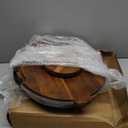 Charcuterie Board, 13.5" Rotation Acacia Wood Serving Tray with Clear Locking Lid Round Portable Lazy Susan Cheese Board Meat Fruit Tray Platter for Picnic, Housewarming Gift, Party Supplies