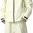 Mens Ski Jacket and Pant Set Womens Snow Jacket Baggy Ski Suit Waterproof Insulated Snowboard Winter Outdoor (Small, Beige)