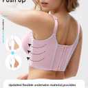 JishinGal Womens Push Up Bra Full Coverage Seamless Underwire Hide Back Fat, Wide Straps, Smooth Uplift T-Shirt Bra (36B, Pink)