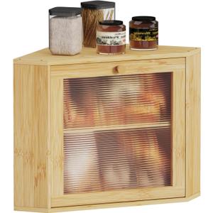 Bamboo Bread Box for Kitchen Corner Countertop,Large-Capacity Bread Storage Container, Double Layer Bread Storage for Kitchen Countertop (Natural)