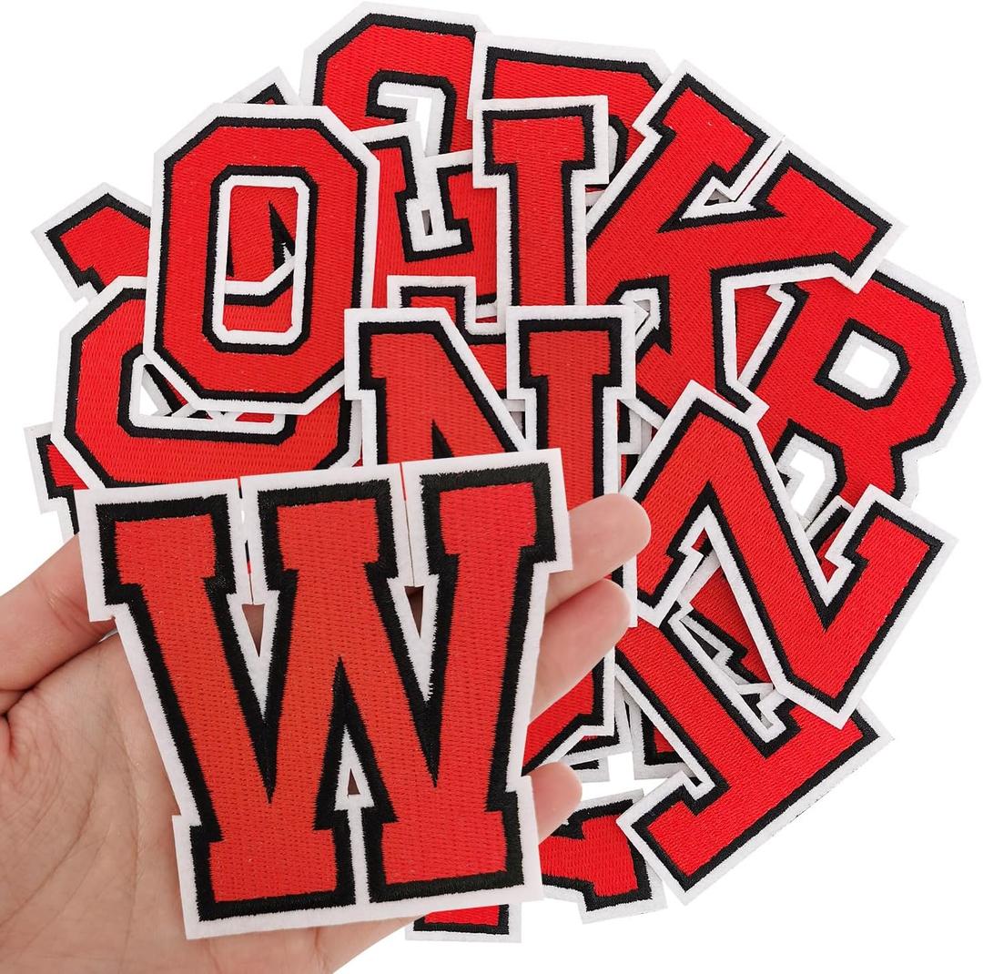 Letter Iron on Patches, Iron on Letters(A-Z) for Fabric, Full Embroidery Letters for Clothing, Hats, Dress, Jeans, T-Shirts, Backpacks, Etc(Red)