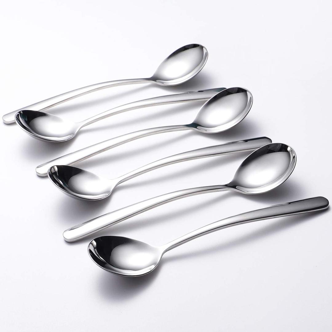 Soup Spoons 6-Pack 18/10 Stainless Steel Big, Large and Heavy Duty Round Spoons Elegance Series 7.7 Inch Long 2.2 Ounces Weight by IRONX (biggest soup spoons) Soup Spoons 6-Pack 18/10 Stainless Steel Big, Large and Heavy Duty Round Spoons Elegance Series 7.7 Inch Long 2.2 Ounces Weight by IRONX (biggest soup spoons)