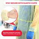 Ever Ready First Aid Disposable Isolation Gown with Elastic Wrists, Universal Size, Yellow - Case of 100