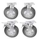 uyoyous 6 Inch Rubber Caster Wheels Heavy Duty Anti-Skid Swivel Casters 1653Lbs Set of 4 (2 Swivel w Brake,2 Swivel Without Brake) Silent Universal 360 Degree Rotation Caster Wheels