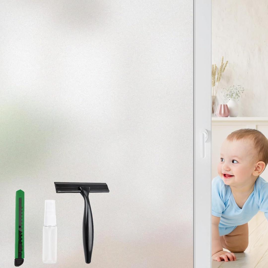 STATINT Frosted Glass Window Privacy Film Sun Blocking UV Protection Window Coverings Day and Night Privacy Peel and Stick Static Cling for Home Sliding Door Glass, 35.4 Inch X 8.2 Feet